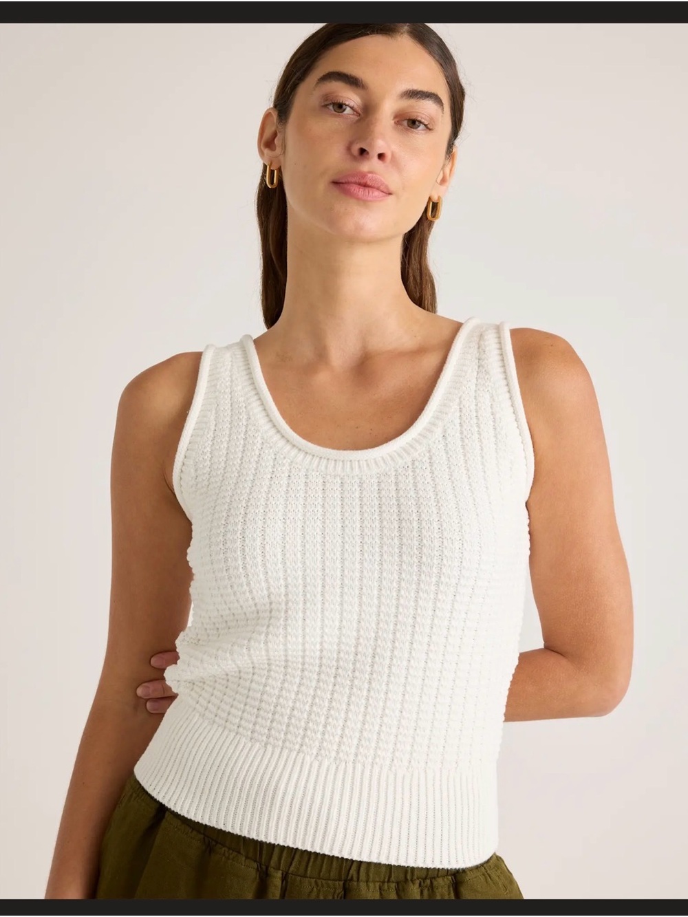 Quince 100% Organic Cotton Waffle Cropped Sweater Tank